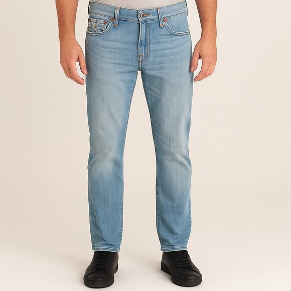 True Religion Men’s Slim Fit Jeans Light Wash Horseshoe Flap Pocket Size 31/33 - Picture 1 of 12